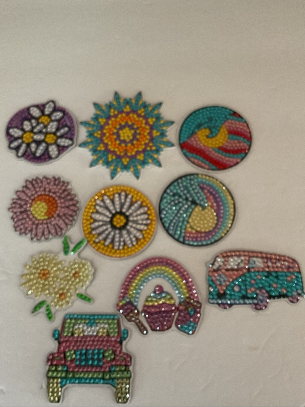 Embellished Floral & Retro Crystal Stickers - Multicolor